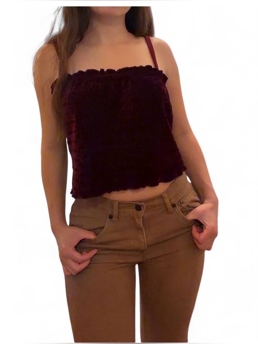 Wild Fable Burgundy Velvet Crop Top + FREE Squishy Cube